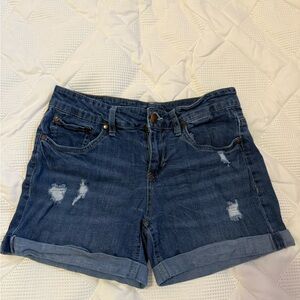 Dollhouse Blue Jean Shorts Distressed Mid-Rise